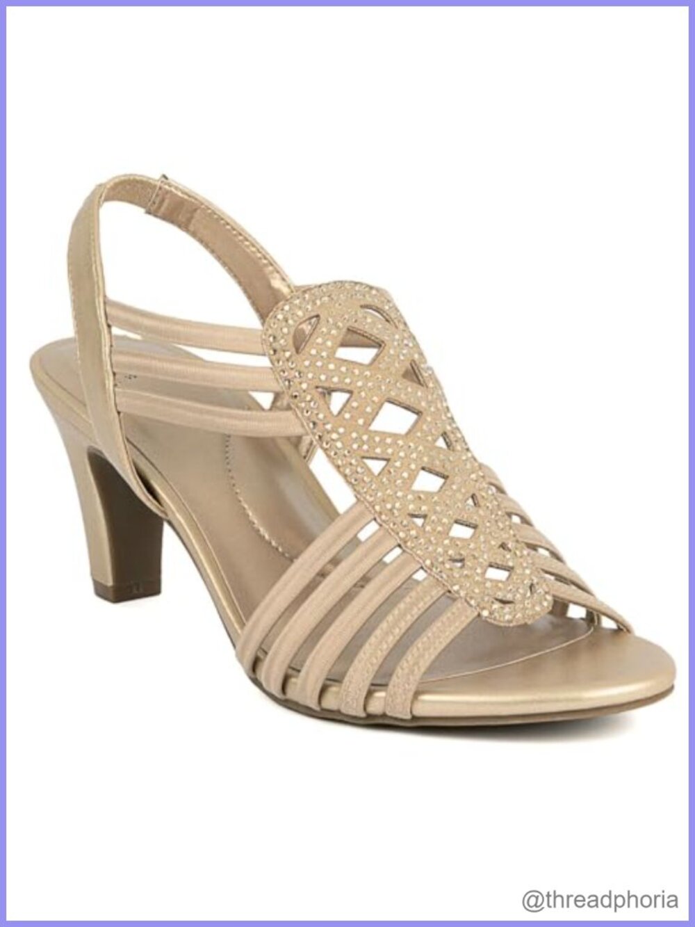 Women's Strappy Slingback Heeled Sandals Open Toe Slip On 2.75 Inch Heel